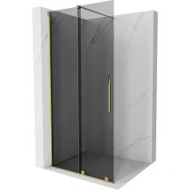 Velar Walk-in Duschwand, schiebbar 90 x 200 cm, Graphit 8 mm, Gold - 871-090-000-43-50 - Mexen