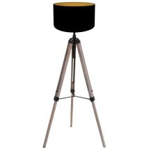 Mexlite - lámpara de pie - Triek - negro - madera lino - ø 75cm -