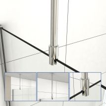 500mm Chrome Haltestangen für Duschwand, Stabilisationsstange für Decke Kreisförmige Stützstange, für 6/8/10mm Walk In duschwände - Meykoers
