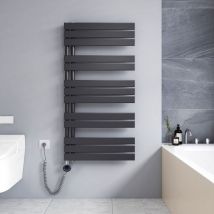 Meykoers - Badheizkörper Elektrisch mit Heizstab, Elektrisch Handtuchheizkörper mit Temperatureinstellung Und Timer, 1176 x 600mm Anthrazit