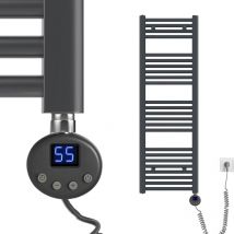 Elektrischer Handtuchtrockner mit 500W digital Thermostat 120x40cm Anthrazit Badheizkörper - Meykoers