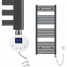 Elektrischer Handtuchtrockner mit 500W digital Thermostat 120x50cm Anthrazit Badheizkörper - Meykoers