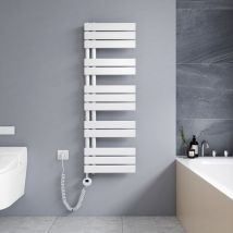 Meykoers - Elektrischer Handtuchtrockner 1176 x 400 mm Weiß Handtuchheizkörper mit Heizstab 600W - Montage links