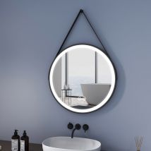 Meykoers - Espejo de baño con luz 70cm, 3 Modos de Luz Ajustable, Redondo con led Iluminado Borde negro, control táctil
