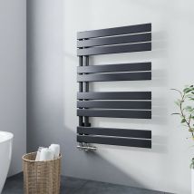 Meykoers Badheizkörper Anthrazit 899x600mm Flach Handtuchheizkörper Seitliche Öffnung, Design Seitenanschluss, Warmwasser-Handtuchwärmer 558W