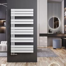 Heizkoerper Stahl Weiß 1176 x 600 mm Asymmetrischer Paneel Handtuchheizkörper Warmwasser, Badheizkörper Seitenanschlusss 691 w - Meykoers