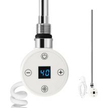 Heizstab mit Thermostat 900W Heizpatrone für Badheizkörper, Weiß Heizelemente mit lcd Bildschirm und Timing-Funktion - Meykoers