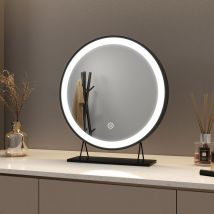 Hollywood Makeup mirror ф40cm Black Border, led Makeup Mirror with 3 Color Lighting Modes, Touch Control - Meykoers