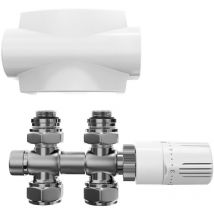 Meykoers - Kit soupape thermostatique pour radiateur, Blanc vannes de radiateur avec couverture décorative, Raccord fileté g 1/2'