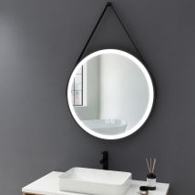 Badspiegel mit beleuchtung 70cm Dimmbar Rund Badezimmerspiegel mit Touch, 3 Lichtfarbe, Warmweiß 3000K/Neutral 4000K/Kaltweiß 6500K - Meykoers