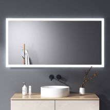 Meykoers - Miroir de salle de bain led 120x60cm anti-buée Mural Miroir 2 couleurs led réglables avec Interrupteur Mécanique