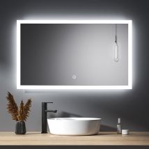 Meykoers - Miroir de salle de bain avec éclairage 100x60cm Gradable Miroir Muraux, Miroir led Mural avec Interrupteur Tactile