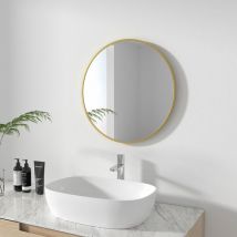 Meykoers - Miroir Mural Rond 60cm Miroir Simple de salle de bain aver bordure métallique dorée
