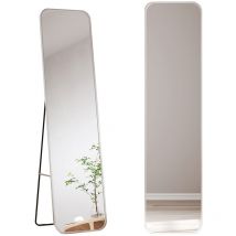 Meykoers - Miroir sur pied 160 x 40 cm Miroir pleine longueur ou Miroir Suspendu Mural - Chrome Cadre - pour vestiaire, Salon, Chambre à Coucher