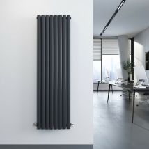 Meykoers - Modern Oval Radiator Central Heating Vertical Double Panel 1600x472mm Anthracite