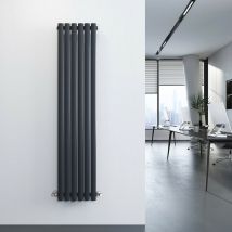 Meykoers - Modern Oval Radiator Central Heating Vertical Single Panel 1600x354mm Anthracite