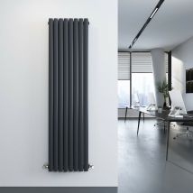 Meykoers Modern Oval Radiator Central Heating Vertical Double Panel 1800x472mm Anthracite