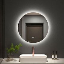 Meykoers - Modern Round led Bathroom Mirror ф60cm Illuminated Bathroom Mirror, Touch switch