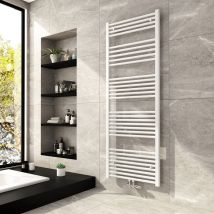 Radiador Toallero De Agua 1600x600mm Blanco Toallero de Baño, secador de toallascon conexión central, 761 Vatios - Meykoers