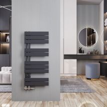Radiador toallero de Baño Antracita Toallero de paneles Baño Secatoallas De Agua caliente 899 x 400mm, Conexiones laterales, 399 Vatios - Meykoers