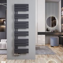 Radiador toallero de Baño Antracita Toallero de paneles Baño Secatoallas De Agua caliente 1385 x 400mm, Conexiones laterales, 598 Vatios - Meykoers