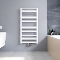 Meykoers - Radiador toalleros de agua toallero agua caliente con conexión central Radiadores toallero de Baño - 1000x500mm - Blanco - 427W