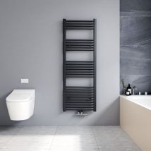 Meykoers Radiador toalleros de agua toallero agua caliente con conexión central Radiadores toallero de Baño - 1400x500mm - Antracita - 568W