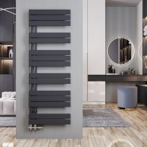 Scaldasalviette acqua calda Antracite Termoarredo 1385x500mm Radiatore Connessione laterale, 694 w - Meykoers
