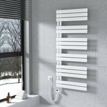 Scaldasalviette elettrico asimmetrica 1385 x 600 mm bianco Termoarredo con termostato digitale 800W - Collega laterale sinistro - Meykoers