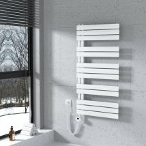 Scaldasalviette elettrico asimmetrica 1176 x 600 mm bianco Termoarredo con termostato digitale 600W - Collega laterale sinistro - Meykoers