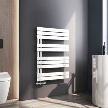 Sèche-serviette 899x600mm Blanc Radiateur sèche-serviettes eau chaude 532W, Asymétrique Lames plates ouverture latérale - Meykoers