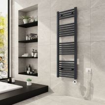 Sèche-serviette électrique Radiateur Anthracite 500W, Sèche-serviettes Électrique 120x40cm, avec lcd Affichage chauffé élément - Meykoers