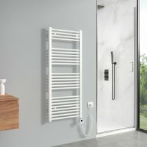 Sèche-serviettes électrique avec élément chauffant thermostat 500W, blanc radiateur électrique sèche-serviettes 120x50cm - Meykoers