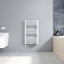 Meykoers 70x40cm Sèche serviettes radiateur eau chaude vertical chauffage 238W, tubes ronds - Blanc