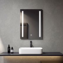 Meykoers Specchi per bagno LED con Anti-Appannamento 60x80cm Interruttore Touch Specchio Parete, Risparmio Energetico IP44, Luce bianca freddo