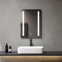 Specchi per bagno led con Anti-Appannamento 50x70cm Interruttore Touch Specchio Parete, Risparmio Energetico IP44, Luce bianca freddo - Meykoers