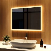 Meykoers - Specchio da Bagno con Luce 80x60cm led Illuminazione Specchio da Parete Risparmio energetico e Impermeabile IP44