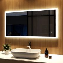 Specchio da Bagno con Luce 120x60cm led Illuminazione Specchio da Parete con Interruttore touch + Dimmerabile - Meykoers