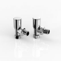 Angled Thermostatic Radiator Valve, Chrome Valve g 1/2 ' - 15mm connect for Towel Rails & Heating Radiators - Meykoers