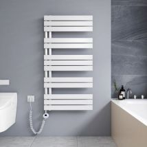 Termoarredo elettrico 1176 x 600 mm asimmetrica bianco Scaldasalviette elettrico - Installazione laterale sinistro - con termostato digitale