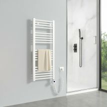 Scaldasalviette elettrico 1000 x 400 mm Bianco Radiatore Termoarredo elettrico 300 Watt Termostato Digitale - Meykoers