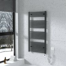 Scaldasalviette elettrico Radiatore Antracite 1200 x 600 mm Termoarredo elettrico Termostato 600 Watt - Meykoers