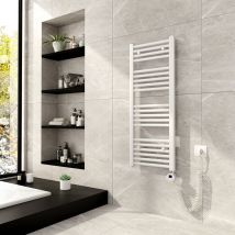 Termoarredo elettrico Scaldasalviette Radiatore 100x40cm Bianco con lcd termostato digitale - Meykoers