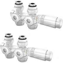 Anschlussarmatur Ventil-Armaturen Thermostatkopf Mittelanschluss-kit für Heizkörper, Handtuchtrockner, φ16xG1/2 Weiß (2 Stück) - Meykoers