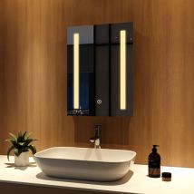 Meykoers - Miroir de salle de bain 45x60cm avec éclairage led Miroirs Montagle Mural anti-buée - Lumière blanc chaud
