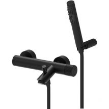 Paffoni - Monomando de pared para bañera negro mate con soporte de ducha de mano articulado de pared Jo JO023NO Negro mate