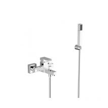 Teorema Rubinetteria - Badewannenmischer mit -Duschset aus verchromtem Messing - Teorema Pillar