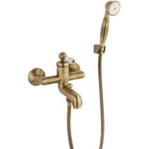 Piralla - Mezclador de bañera en color bronce antiguo completo con set de ducha Como 0TOF3002A21 Bronce