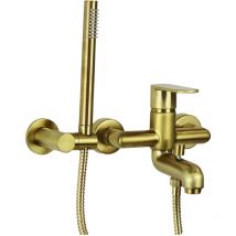 Mezclador de baño externo en color oro cepillado con kit de ducha Paini Domus 18PJ105 Oro cepillado