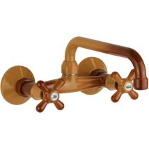 Gattoni Rubinetteria - Mezclador de fregadero cocina pared color tierra de Francia con boca en u Gattoni 7559/RE0T tierra de francia